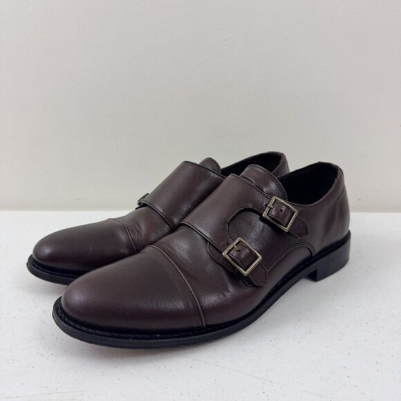 Brooks Brothers Men's 11D Brown Leather Double Monk Strap Dress Shoes